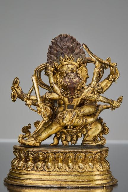 BRONZE DORÉ REPRÉSENTANT SHAKTI, TIBET, XVIIIe SIÈ