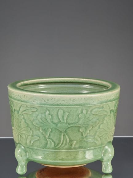 (R) VASO DA FIORI CON SMALTO CELADON, PORCELLANA, 