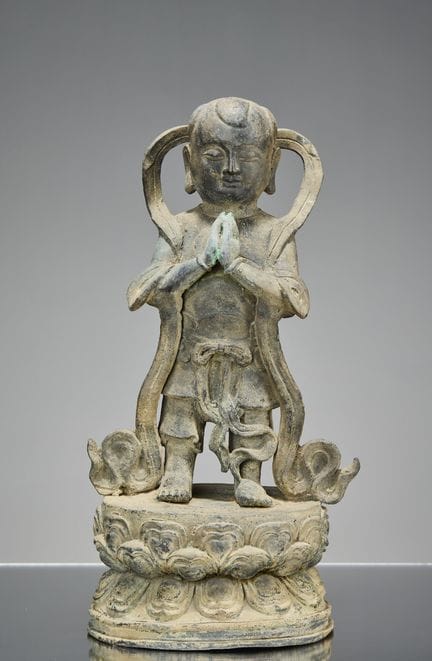 SCULPTURE EN BRONZE SUR PIED, CHINE, XVIIe SIÈCLE
