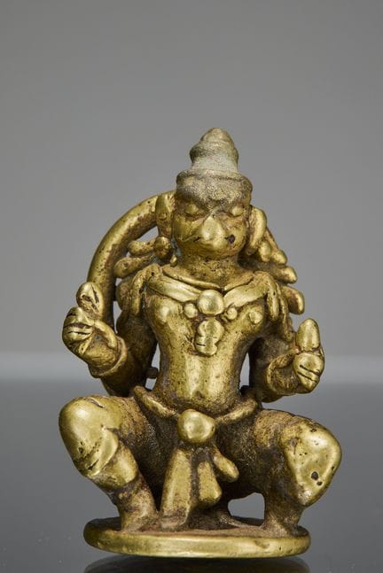 SITZENDE VISHNU-BRONZEFIGUR, INDIEN, 16. JAHRHUNDE