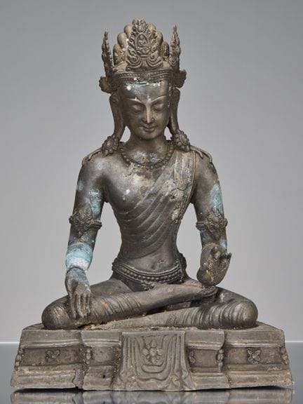 GRAND BOUDDHÉ AMOGHASIDDI EN BRONZE, TIBET, XVIIIe