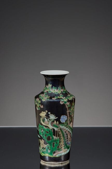 (R) PETIT VASE RUOHAN, FAMILLE VERTE / FAMILLE NOI