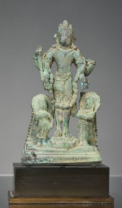 STEHENDE BRONZESTATUE VON VISHNU, INDIEN, 12. JAHR