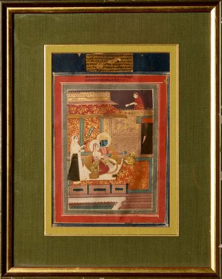 ESCENA DE LA CORTE RAJPUT CON KRISHNA Y RADHA. PIN
