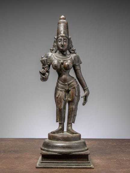 (R) GRANDE STATUE EN BRONZE DE PARVATI, INDE DU SU