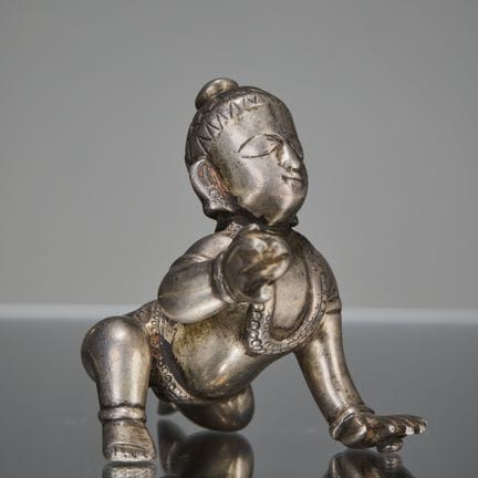 KRISHNA ALS BUTTERDIEB – INDIEN, SILBER, 19. JAHRH