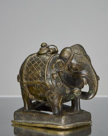 TINTENFASS IN FORM EINES ELEFANTEN, BRONZE, INDIEN