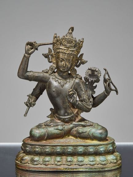 FEINE BRONZESTATUE, DIE EINE FORM VON MANHUSHRI DA