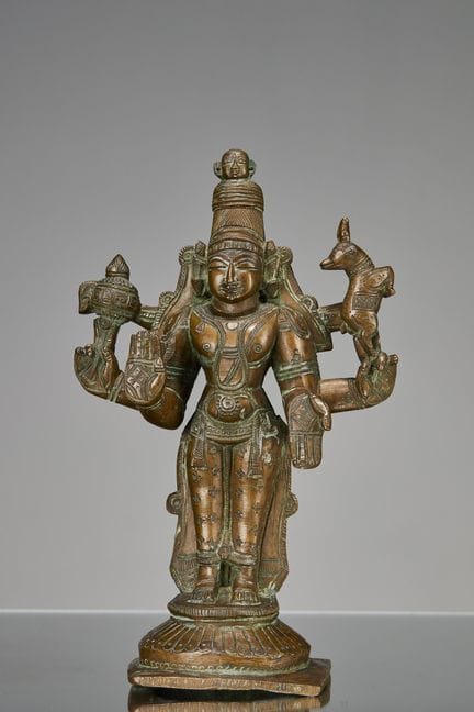 STEHENDE SHIVA-BRONZESTATUE, INDIEN, 19. JAHRHUNDE