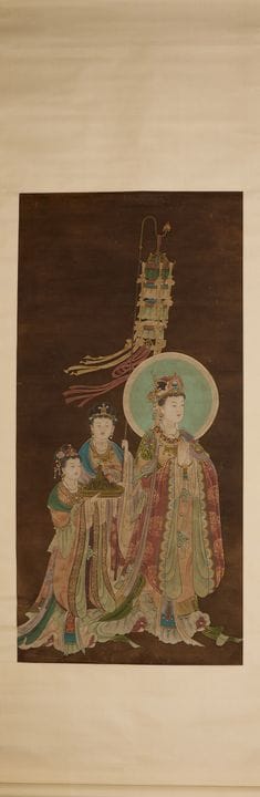 EIN CHINESISCHES ROLLENBILD ZUR VEREHRUNG DES BUDD