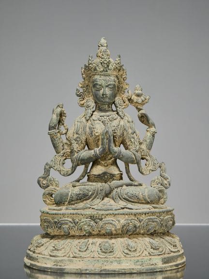 SHADAKSARI LOKESHVARA IN BRONZO, NEPAL, XIX SECOLO