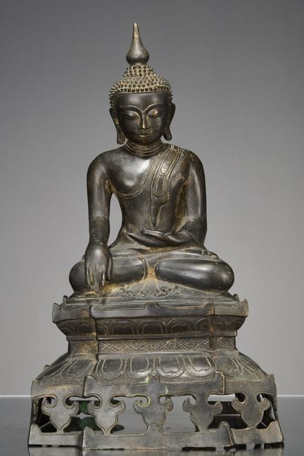 BOUDDHA ASSIS EN BRONZE, BIRMANIE, XVIIIe SIÈCLE

