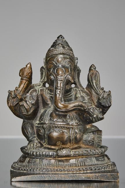 SITZENDER GANESHA AUS BRONZE, INDIEN, 1950ER JAHRE
