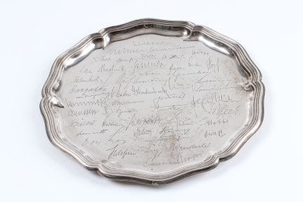 Commemorative plaque. Sterling silver. Wide bevele