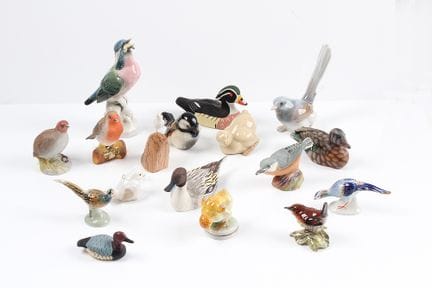 Ensemble de 14 oiseaux et canards différents. Fabr