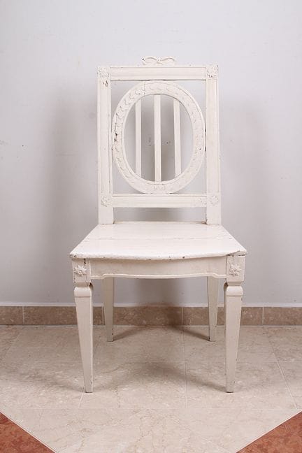 Louis XVI chair. Late 18th century. Oak, painted w
