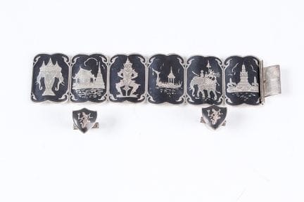 Armband. Sterlingsilber. Siam. Breites Gliederarmb