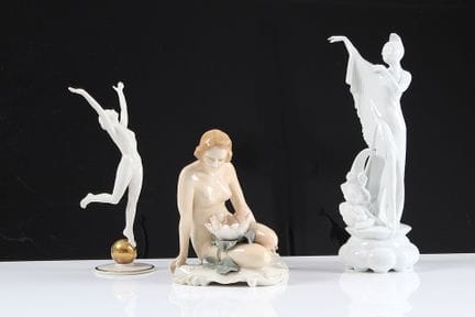 三件瓷偶。品牌分别为Hutschenreuther、Ens和Gerold Bavaria。卡尔·图特