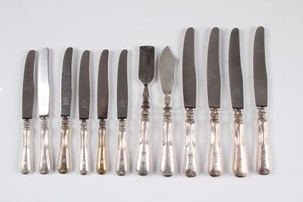 12-piece silverware set. Vienna, G. Schmid. 19th c