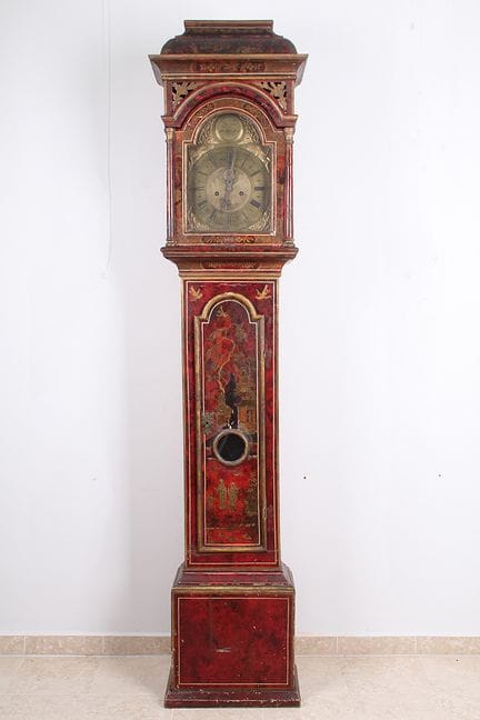 Standuhr. Deutsch, 18. Jh. Weichholz, Chinoiserie-