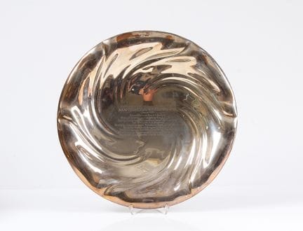 Large offering bowl. German, 835 silver. Godron-pa