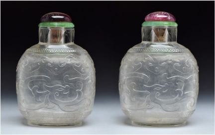 SELTENE, GESCHNITZTE „CHILONG“-SNUFFFLASCHE AUS KL