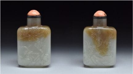 UNE BOUTEILLE À TABAC EN JADE SCULPTÉ, 1830-1900  