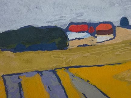 Fußmann, Klaus (Velbert 1938). Rapsfeld. Farblinol
