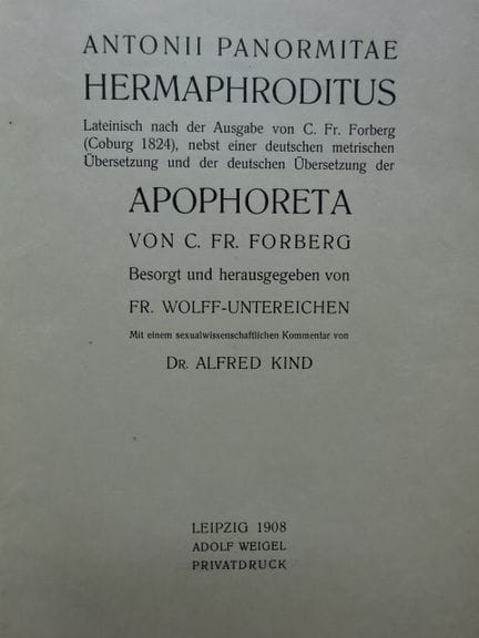 Panormitanus, A. (di Antonio Beccatelli). Hermaphr