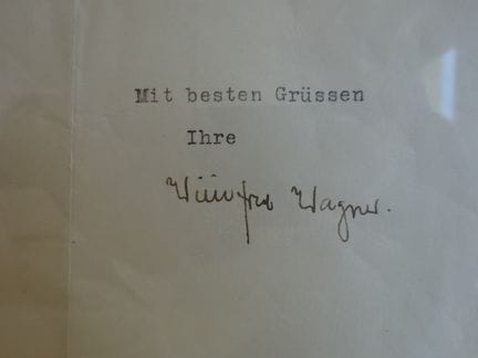 Furtwängler/Wagner.- Deux lettres dactylographiées