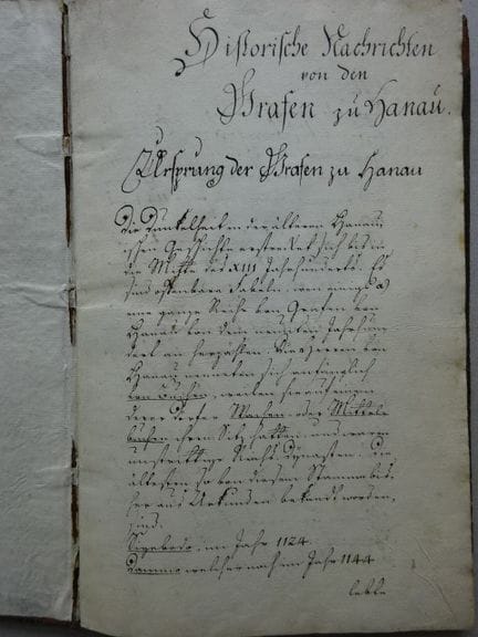 Hanau, Comte de.- Récits historiques des comtes de