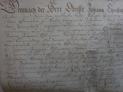 Documents.- Honstedt, Johann Christoph von (Seigne