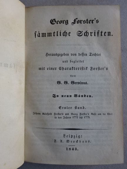 Forster, G. Œuvres complètes. Édité par sa fille (