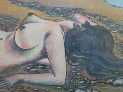 Marsmann, (?). Paradiesfisch. Ölkreide. 1993. Sign