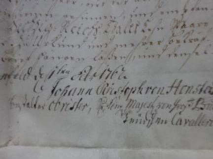 Documents.- Honstedt, Johann Christoph von (Seigne