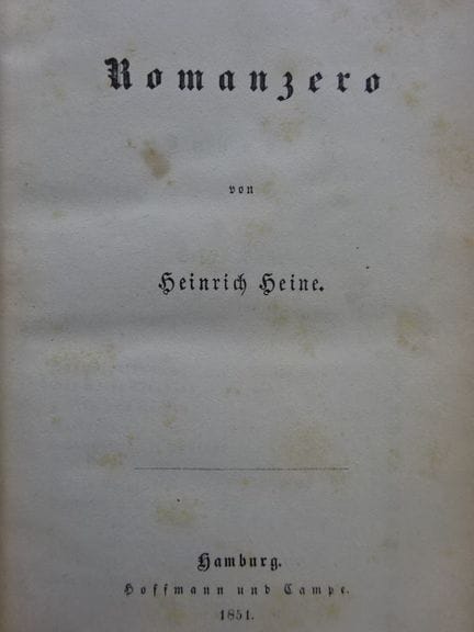 Heine, H. Romanzero. Hambourg, Hoffmann & Campe, 1