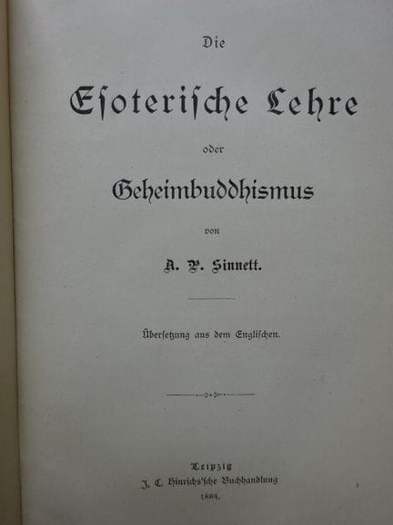 Sinnett, A.P. Die Esoterische Lehre oder Geheimbud