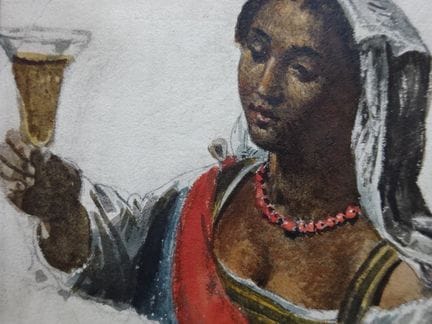 Boulogne.- Junge Frau. Aquarellstudie zu dem Gemäl