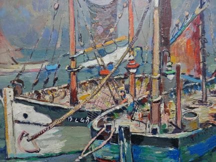 Anonym. Fischkutter. Öl auf Leinwand. Um 1940. Unl