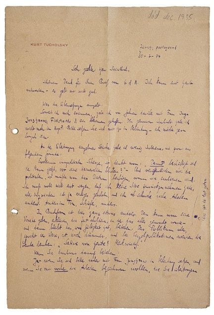 Tucholsky, Kurt (Berlin 1890 - 1935 Göteborg). Let