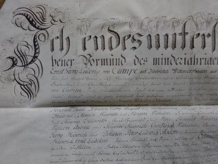 Documents.- Campe, Ernst Georg Ludowig von (d'Isen