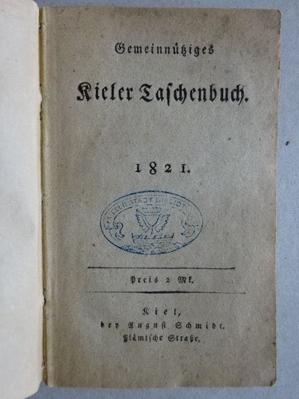 Kiel.- Manuel public de Kiel 1821. Kiel, Schmidt, 