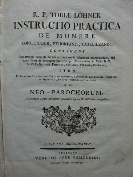 Theologie.- Lohner, T. Instructio practica de mune