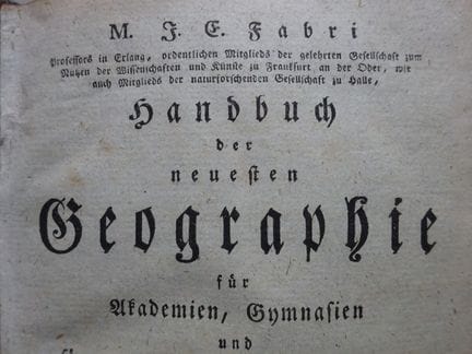 Fabri, J. Manuel de géographie récente à l'intenti