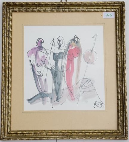 穆勒，马克斯（1946年出生于劳普海姆——2019年逝世）：《三位美神》，1999年。水彩与墨水画于
