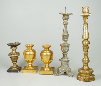 Collezione di candelieri barocchi: legno intagliat