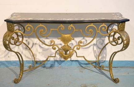 Grande consolle con piano in marmo pietra dura - M