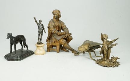 Conjunto de 5 objetos decorativos: latón, aleacion