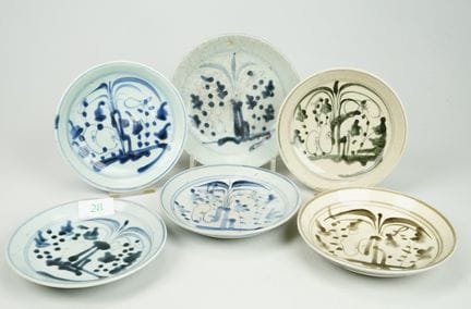 Set di 6 piatti in porcellana cinese blu e bianco 