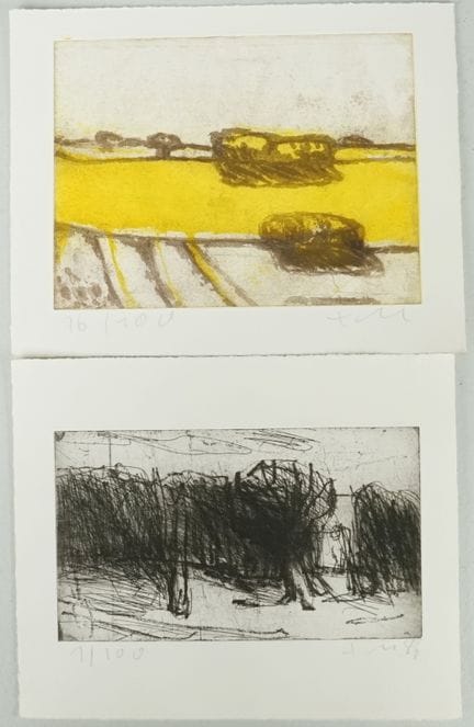克劳斯·富斯曼（1938年出生于费尔伯特）：一组风景版画，80年代作品——共2幅，水彩蚀刻/彩色蚀刻